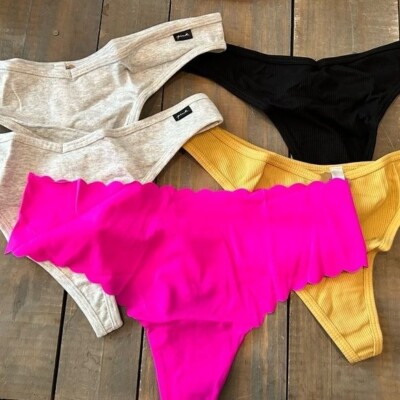 Victoria s Secret Women s 4 cotton thong & 1 No Show thong Panty Size XL