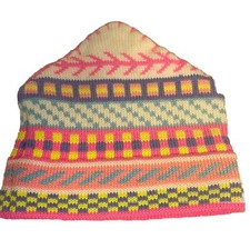 Vintage Marceau Wool Hat Ski Outdoor Colorful Purple Pink Yellow Made in USA