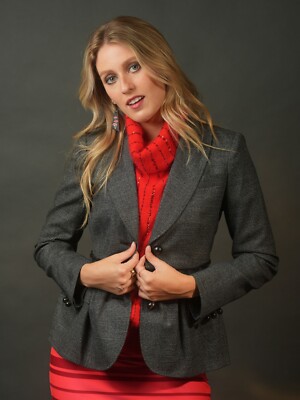 Vintage 2000s Moschino Cheap and Chic Gray Plaid Wool Blazer, Size M