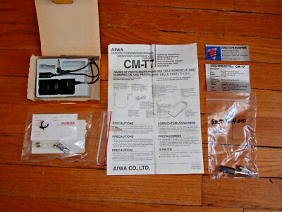 Aiwa CM-T7 Stereo Tie pin Cardoid Condenser  double power microphone WORKS