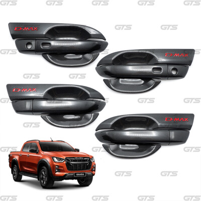 Carbon Set 4Door Handle Bowl Cover trim  Fits Isuzu D-Max V-Cross 2020 2021