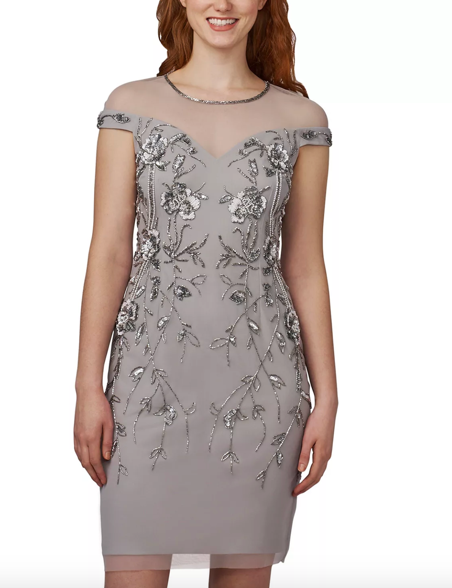 blue dress for baby girl Gray Beaded Evening Gown main image 1