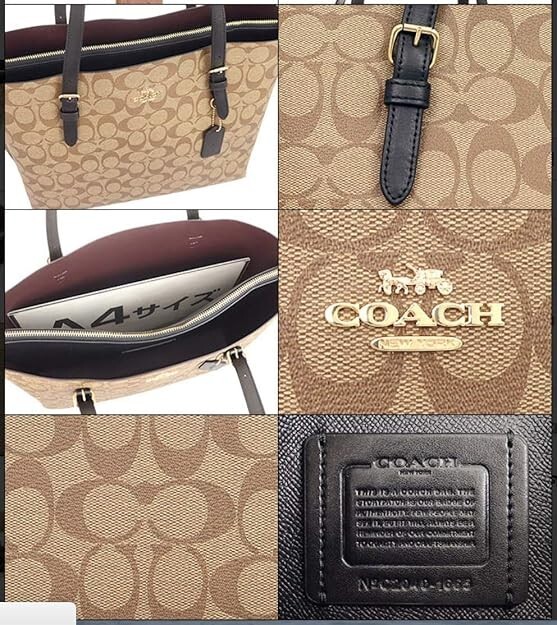 Coach 1665 Signature Canvas Mollie Tote Handbag Khaki/black for