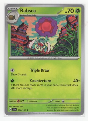 pokemon surging sparks card trick Pokemon Surging Sparks NON Holo Rare Rabsca - 014/191 - DECK EXCLUSIVE