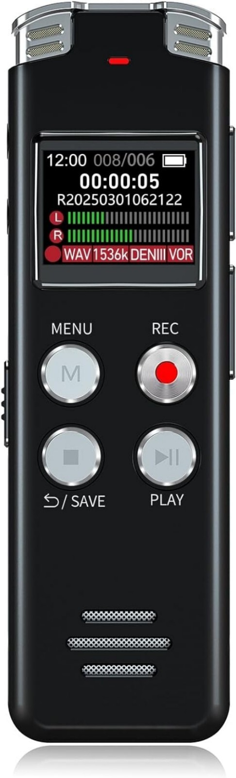 EVISTR 16GB Digital Voice Recorder with Noise Cancellation & USB-C Connectivity