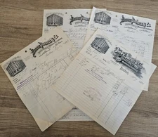 Four (4) 1890s Brown, Durrel & Co Illustrated Antique Billheads Receipts Boston