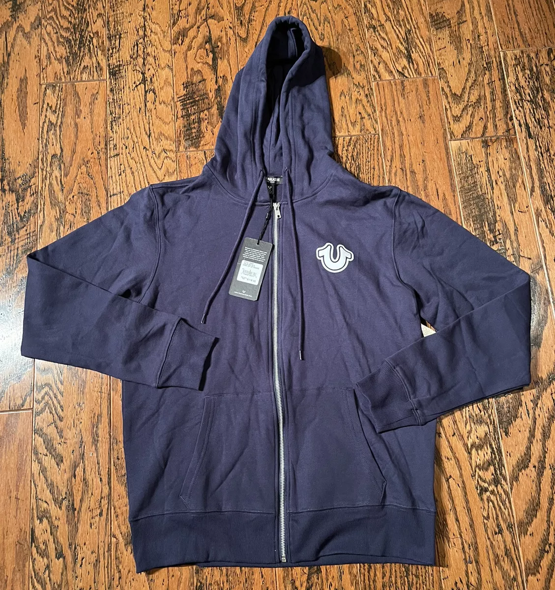 True Religion Men s Buddha Logo Core Ace Blue Pullover Zip Hoodie Sweatshirt NWT