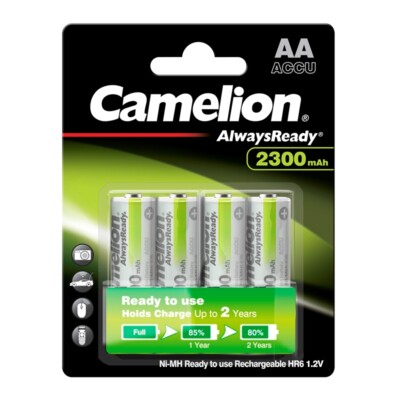 4x Akku 1,2 Volt 2300mAh Mignon AA HR6 NiMH ReadytoUse R2U Always Ready Camelion