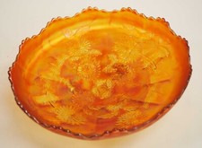 Vintage Fenton Carnival Glass Iridesent Marigold Stag And Holly 11? Footed Bowl