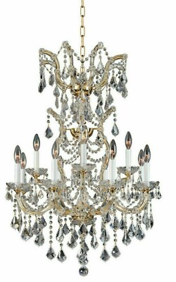 Crystal Chandelier 12 Light Fixture Living Dining Room Kitchen Island or Foyer