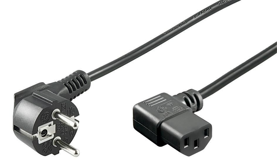 MicroConnect Power Cord CEE 7/7 - C13 3m  Angled Schuko/Angled C13 Black