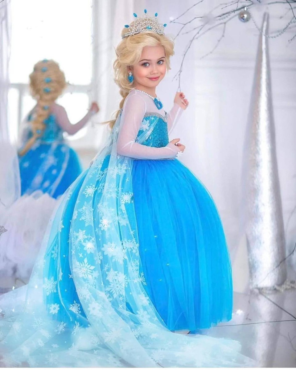 Elsa Costume, Elsa Birthday Dress, Party Gown, Ice Blue Tutu Dress
