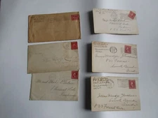 LOT OF 6 U.S. POSTAL COVERS 1906-1920 - 2 cent stamps
