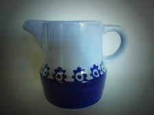 WAKU Kanne 262/1 Krug Teekanne ca. 1l blau grau feuerfest 50er 13,6cm