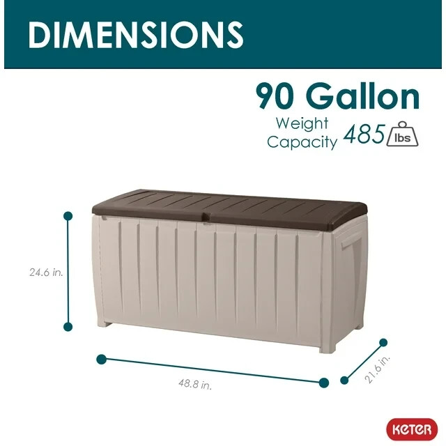 Keter Novel 90 Gal Durable Weatherproof Resin Deck Box Organization and Storage eBay