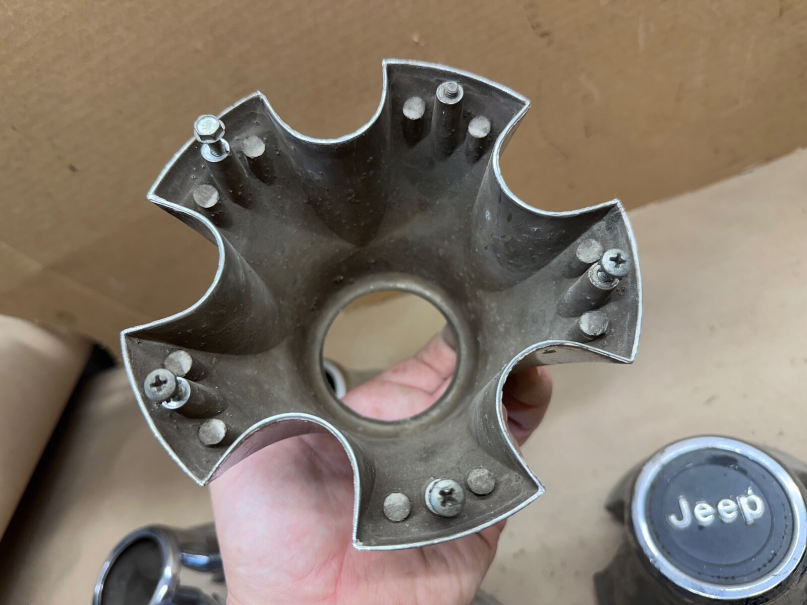 7686 Jeep CJ Laredo Chrome Wheel Center Caps CJ5 CJ7 CJ8 Hub Front