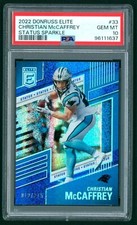 2022 Donruss Elite #33 Christian McCaffrey - STATUS SPARKLE /275 - PSA 10