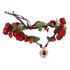 Red Flower Crown Headband - Rose Fairy Headpiece Elf Floral Headband Elven Ci...