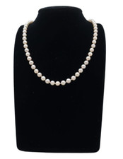 Elegant Vintage Cultured Pearl Necklace w/ 14k Yellow Gold Clasp 6mm 17"