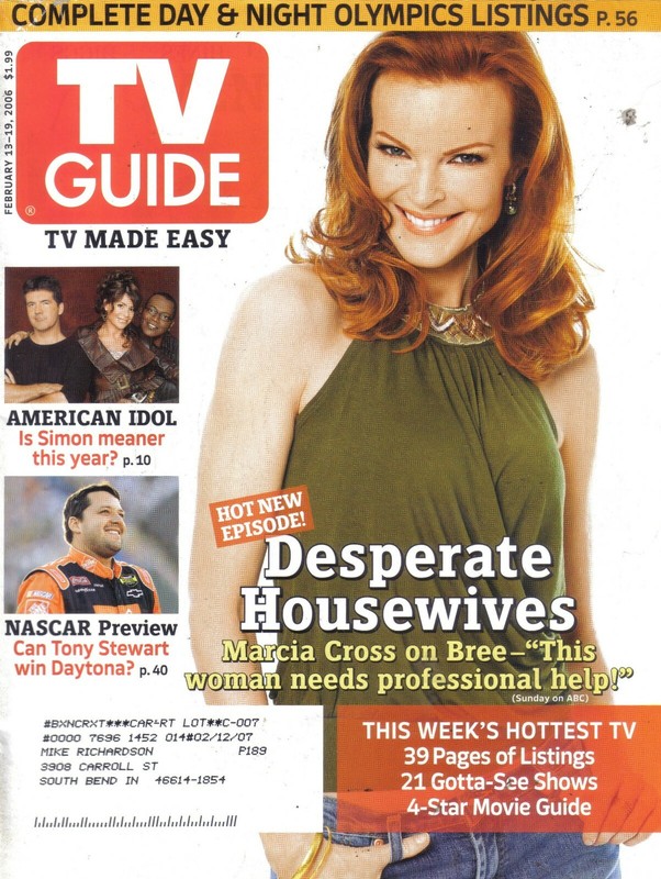 TV GUIDE MAGAZINE 2-13-06 DESPERATE HOUSEWIVES, MARCIA CROSS, NASCAR, OLYMPICS