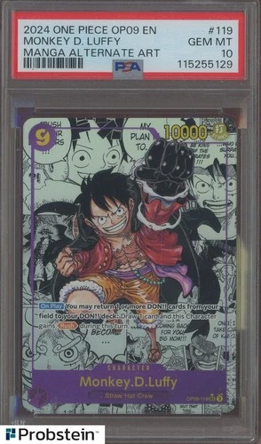 2024 One Piece OP09 EN Manga Alternate Art #119 Monkey D Luffy PSA 10 GEM MINT