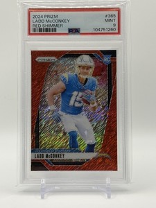 2024 Panini Prizm Red Shimmer #365 Ladd McConkey Chargers RC Rookie #/35 PSA 9