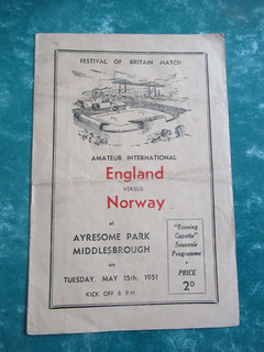 England v Norway (Amateur International) 15th May 1951 Festival of Britain