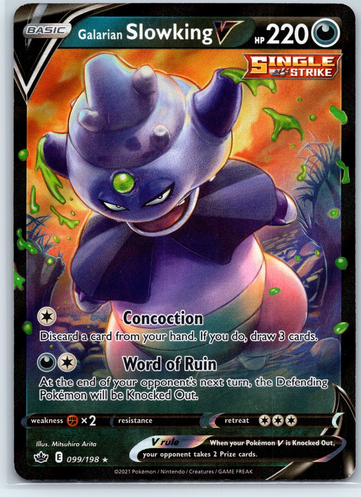Galarian Slowking V Ultra Rare Chilling Reign Holo 099/198 Pokemon Card LP