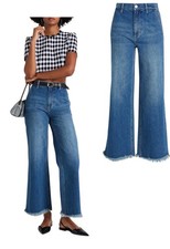 NWT 350 Alice  Olivia Emory High Rise Wide Leg Jeans Blue 28 Cropped