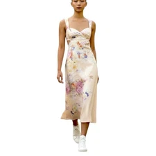 Zimmermann Crush Midi Dress |Floral, Light Pink, Linen, Open Back Tie, Cutout