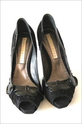 PURA LOPEZ Escarpins Tout Cuir Velours Noir T 37.5 BE - Photo 1/4