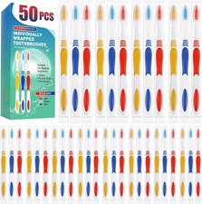 50 PCS Disposable Toothbrushes Pack, Bulk Toothbrush Individually Wrapped
