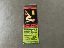 Matchbook Cover -  Underwood’s Conoco Service Station - Baltimore Maryland