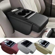 4 in1 Leather Armrest Mat Pad Storage Box Car Center Console Organizer Universal