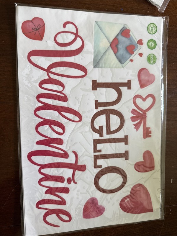 9 Sheets Valentines Day Window Clings Decor, Cute Heart Stickers for Valentines