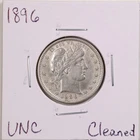 1896 25C Barber Liberty Head Quarter Dollar with UNC Detail Cleaned #5665