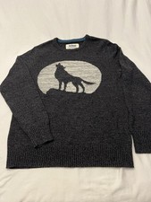 Urban Pipeline Pullover Sweater Men's SZ LG Gray Moon Howling Wolf Pre-Owned 2
