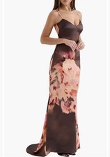House Of CB Mariamma Placement Print Satin Gown