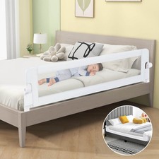 71 Inch Toddler Foldable Bed Rail w/ Adjustable Safety Strap, Bedrail Guard