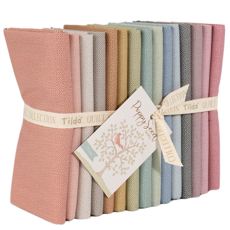 Tilda Poppy Seed Fat Quarters Bundle of 15 Premium Cotton Quilting Fabric