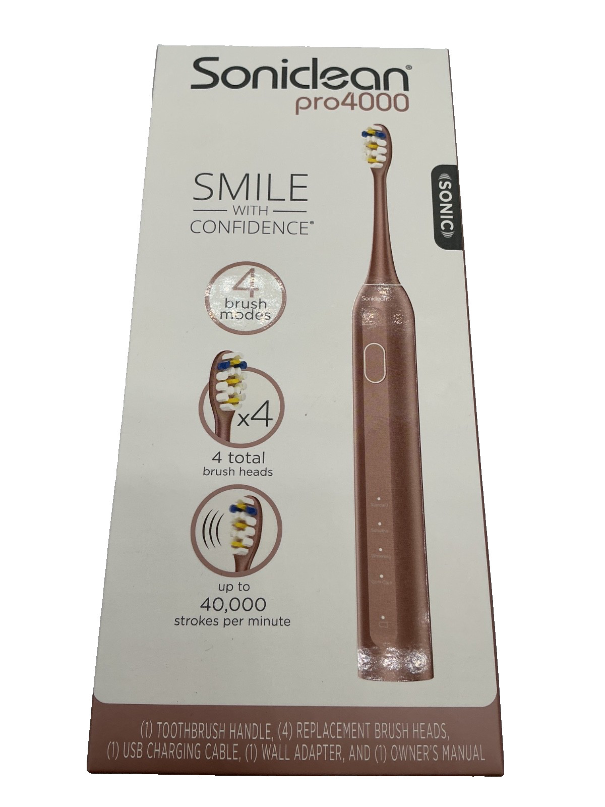 Soniclean Pro4000 Electric Toothbrush with 4 Brush Heads NEW