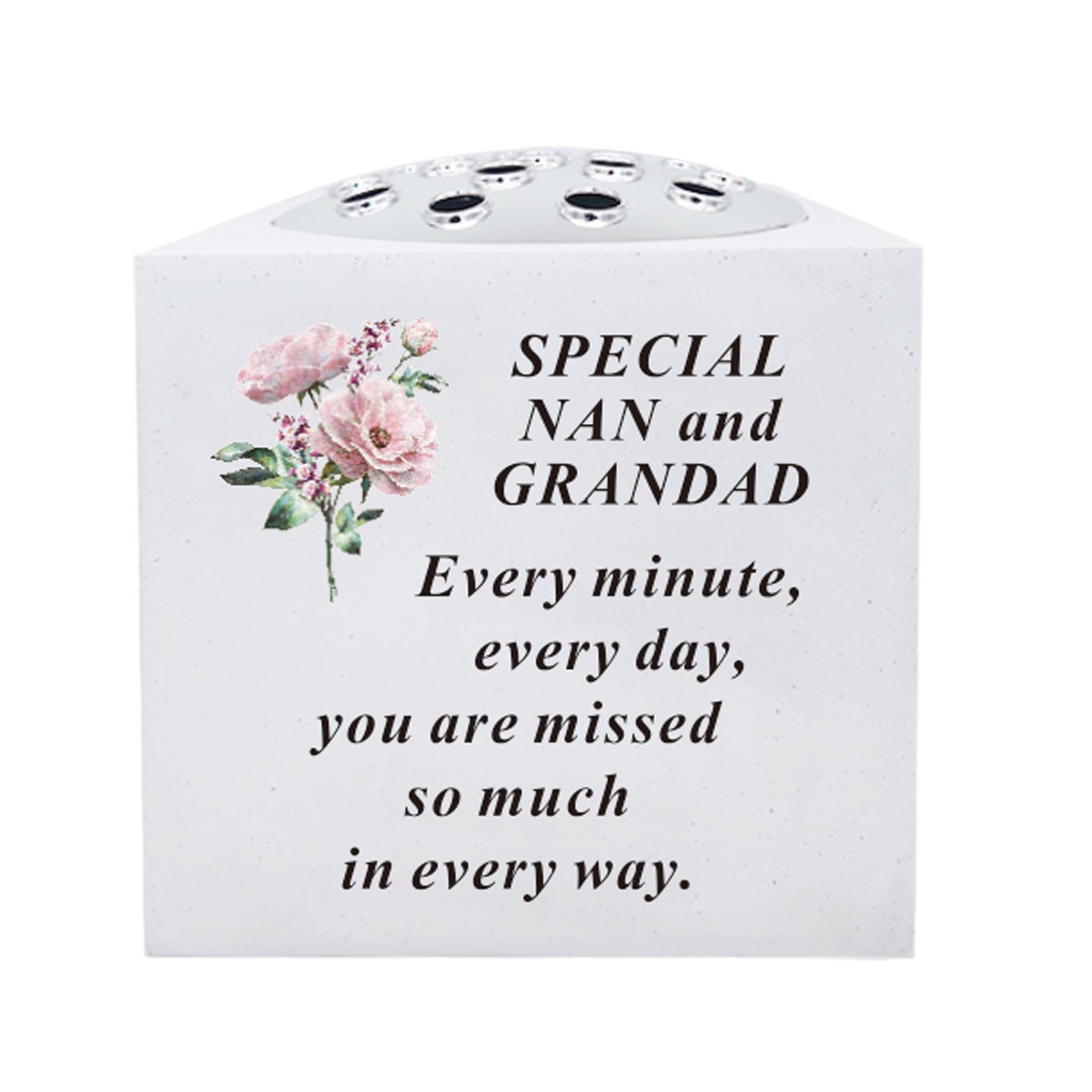 Nan & Grandad Memorial Flower Vase Rose Bowl Garden Ornament Grave Side Tribute