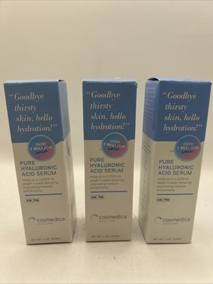 3x Cosmedica Skincare Pure Hyaluronic Acid Serum, 1oz