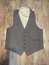 Vtg NWT Men Brown Tweed Vest Waistcoat Suit Poly Wool Blend Lined Sz 40