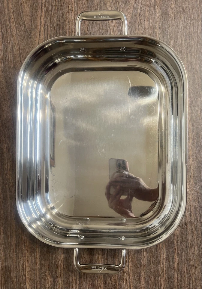 全包不锈钢炊具 Lasagna Pan 带烤箱手套砂锅烘焙器 12x14 — 第 2/4 张图片