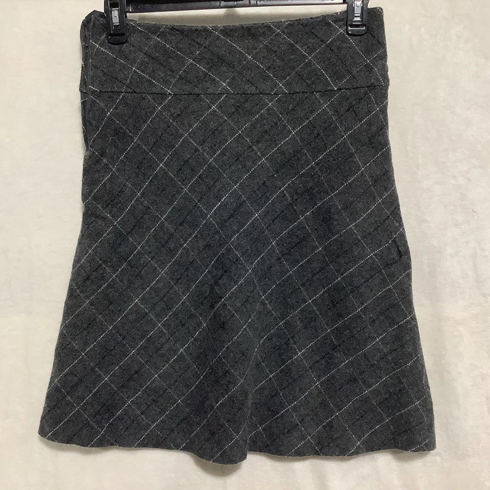 Falda H&M Mezcla de Lana Línea A Mujer Talla 14 Cuadros Delgada Pin Rayas Forrada Cremallera Botón Foto 2 de 4