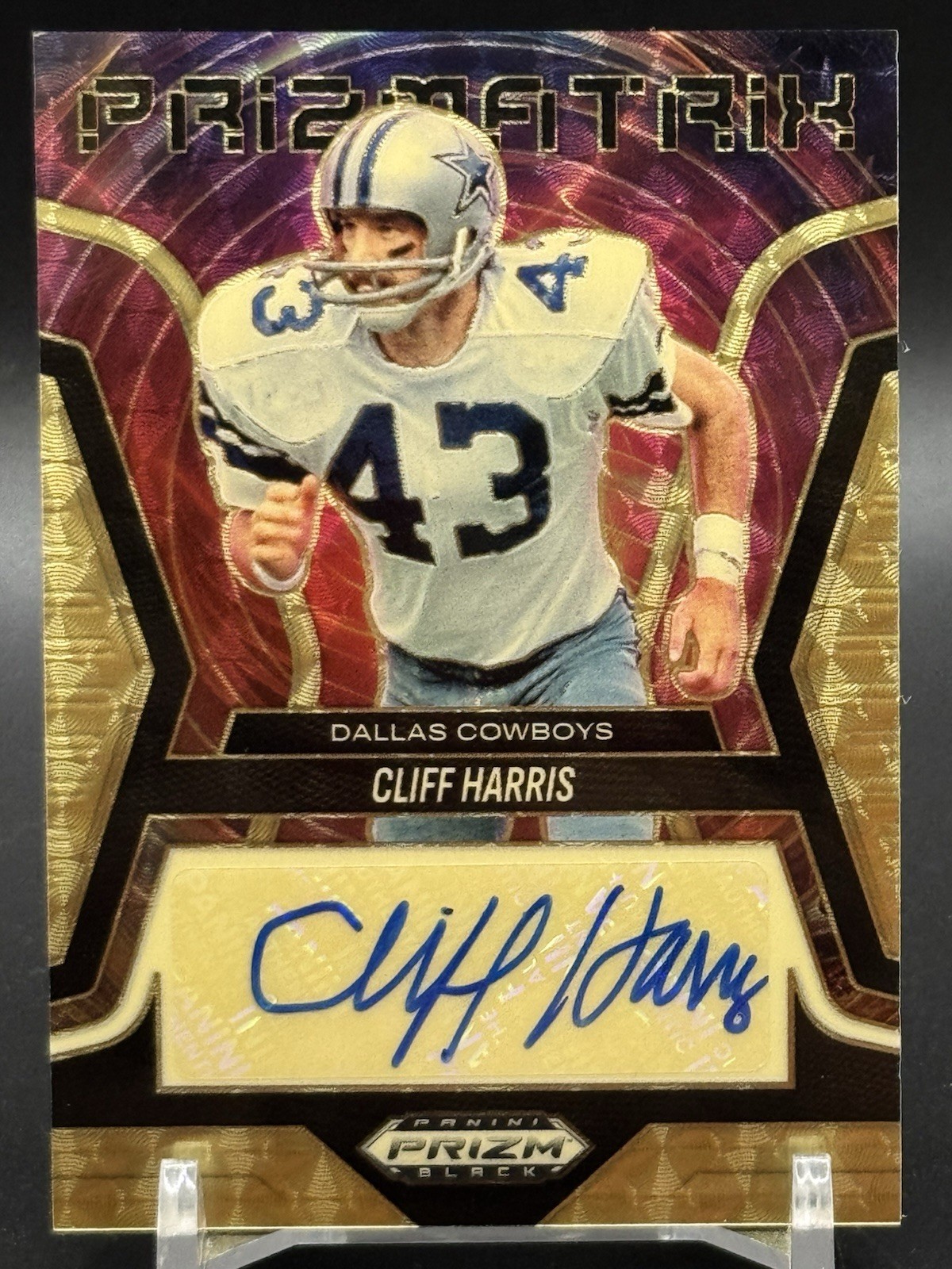 2025 Panini Prizm Black Cliff Harris Cowboys Gold Vinyl Auto 5/5 Prizmatrix SSP