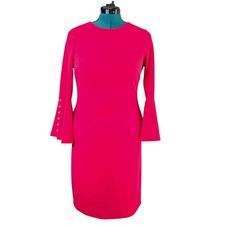 Tommy Hilfiger Women's Red Bell Sleeve Sheath Dress Size 8