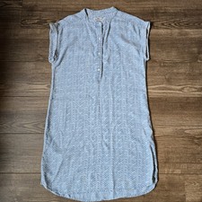 Vineyard Vines Shirt Dress Womens M Blue Chevron Chambray Tunic Coastal Preppy 