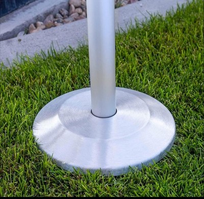 Service First Flash Collar Flagpole Base Large Silver HeavyDuty Pole Mount